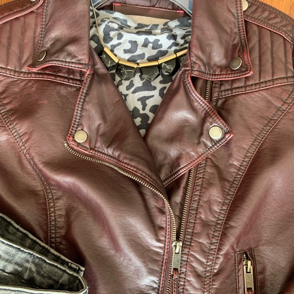 Faux Leather Jacket Merlot - Picture 3 of 8